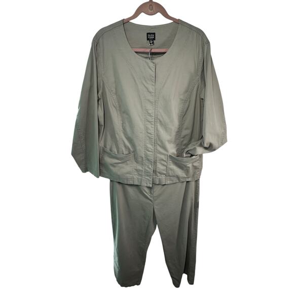 Eileen Fisher Two-Piece Set | Utility Jacket + Cropped Pants | Sage Green 1X - Picture 1 of 16